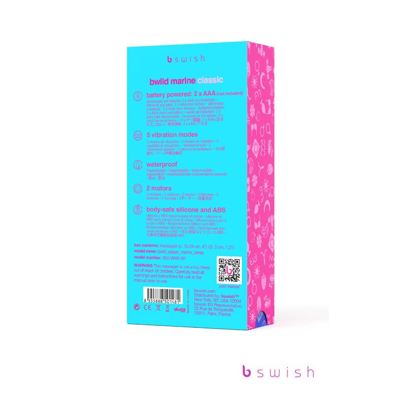 Bwild classic marine - rabbit vibrator -Purple-  box back view | Flirtybay.com.au